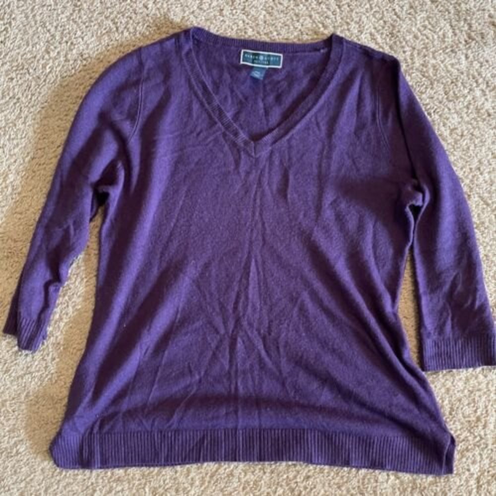 karen scott petite tops purple v neck PXL